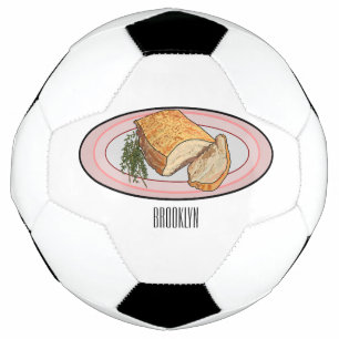 Roast pork belly cartoon illustration football
