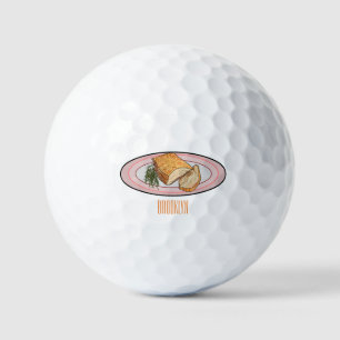 Roast pork belly cartoon illustration  golf balls
