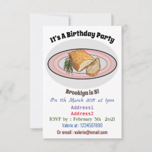 Roast pork belly cartoon illustration invitation