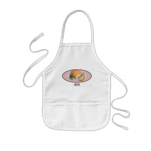 Roast pork belly cartoon illustration kids apron