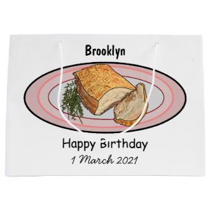 Roast pork belly cartoon illustration  large gift bag