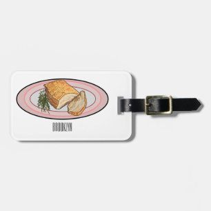 Roast pork belly cartoon illustration luggage tag