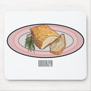 Roast pork belly cartoon illustration mouse mat