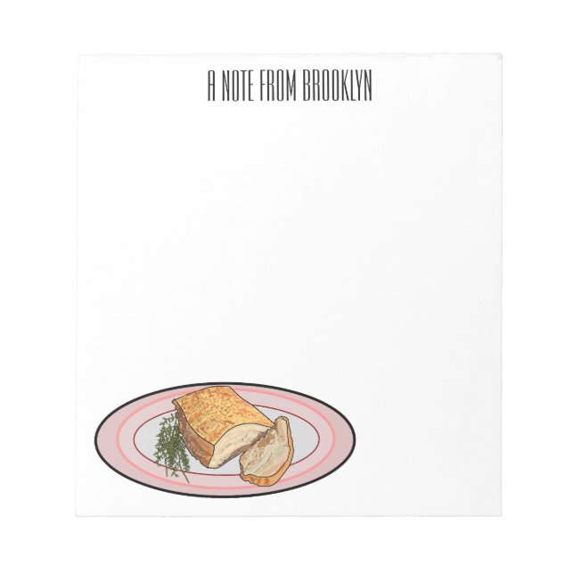 Roast pork belly cartoon illustration  notepad (Front)
