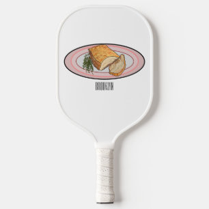 Roast pork belly cartoon illustration pickleball paddle