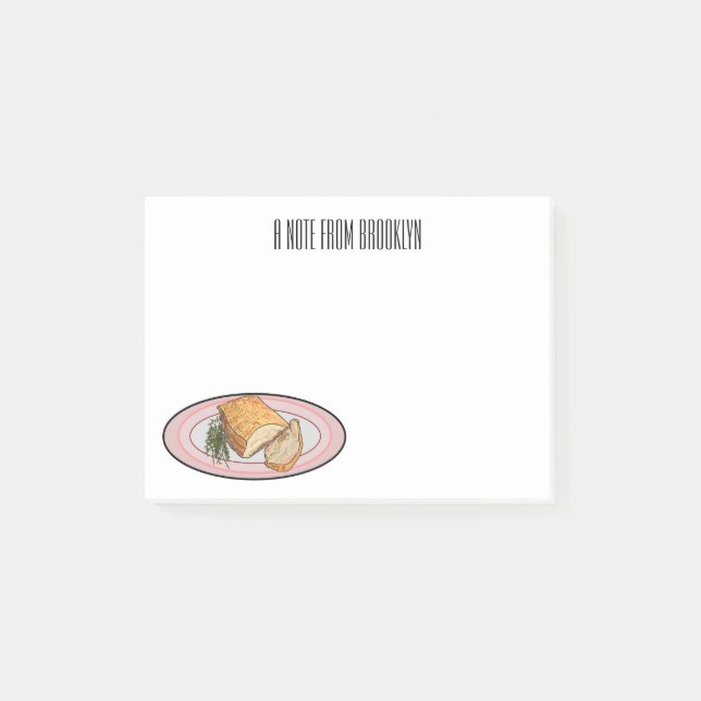 Roast pork belly cartoon illustration  post-it notes (Front)