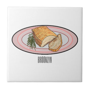 Roast pork belly cartoon illustration tile