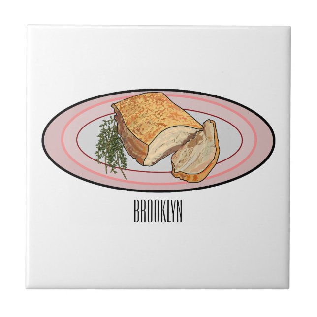 Roast pork belly cartoon illustration  tile (Front)