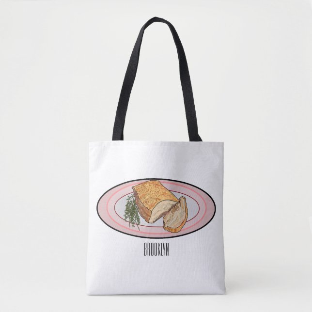 Roast pork belly cartoon illustration  tote bag (Front)