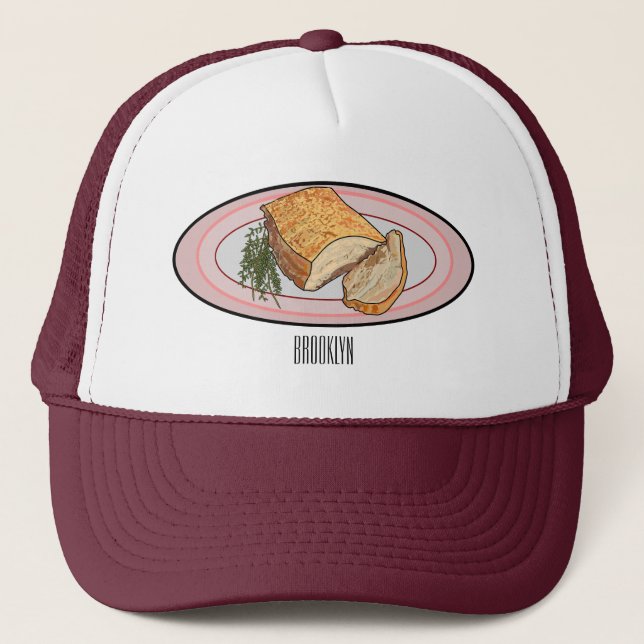 Roast pork belly cartoon illustration  trucker hat (Front)