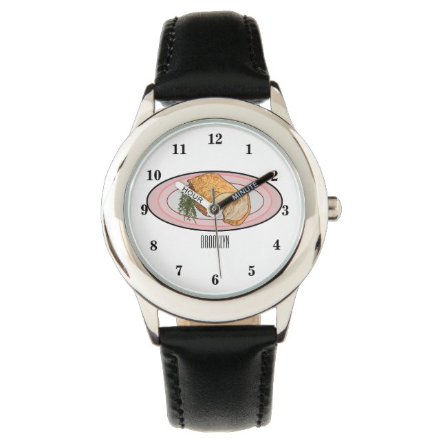 Roast pork belly cartoon illustration  watch (Front)