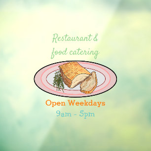 Roast pork belly cartoon illustration window cling