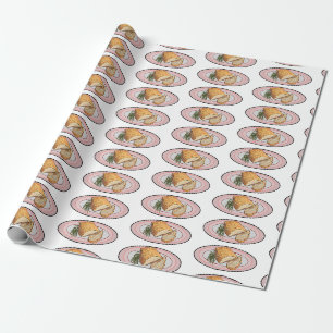 Roast pork belly cartoon illustration wrapping paper