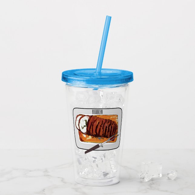 Roast turkey breast cartoon illustration acrylic tumbler (Back Ice)