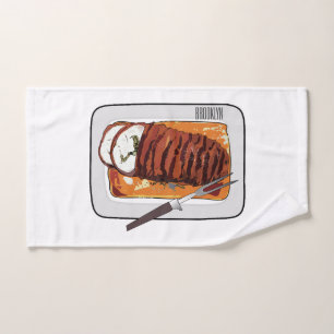 Roast turkey breast cartoon illustration  bath towel set