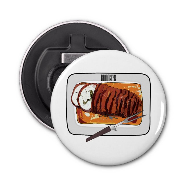 Roast turkey breast cartoon illustration  bottle opener (Front)