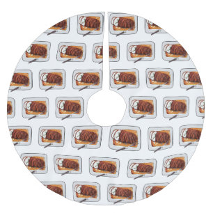 Roast turkey breast cartoon illustration brushed polyester tree skirt