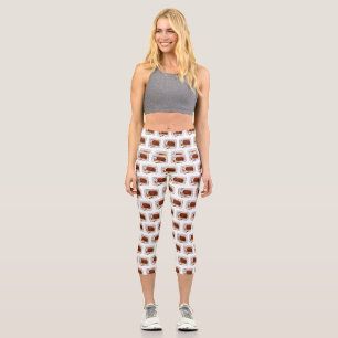 Roast turkey breast cartoon illustration capri leggings