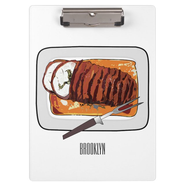 Roast turkey breast cartoon illustration clipboard (Front)