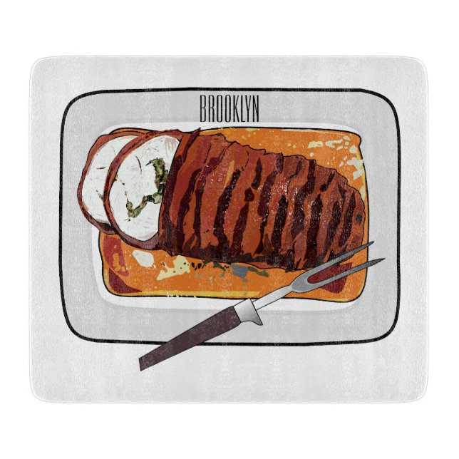 Roast turkey breast cartoon illustration  cutting board (Front)