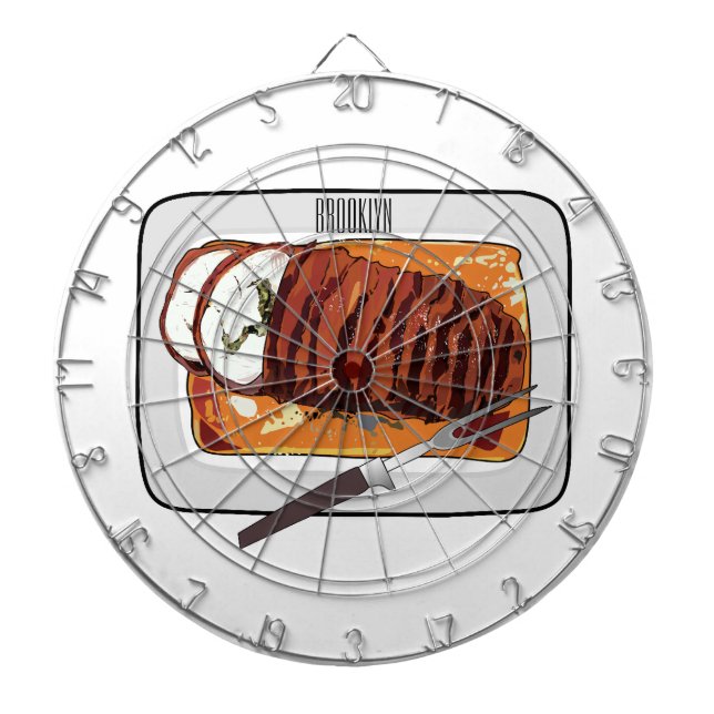 Roast turkey breast cartoon illustration dartboard (Front)