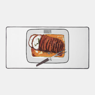 Roast turkey breast cartoon illustration desk mat