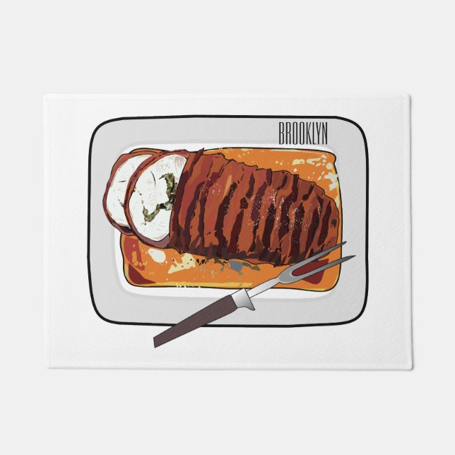 Roast turkey breast cartoon illustration doormat (Front)