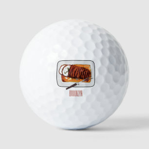 Roast turkey breast cartoon illustration  golf balls