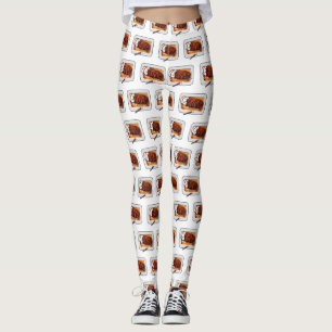 Roast turkey breast cartoon illustration leggings