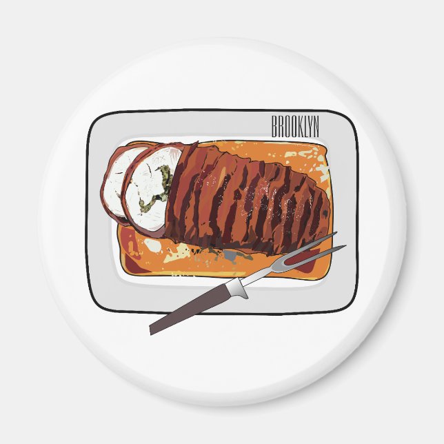 Roast turkey breast cartoon illustration  magnet (Front)