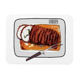 Roast turkey breast cartoon illustration magnet