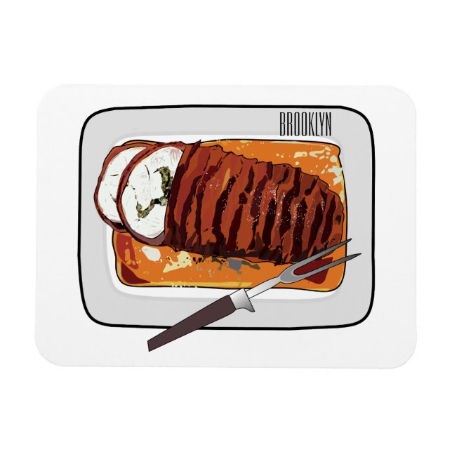 Roast turkey breast cartoon illustration  magnet (Horizontal)
