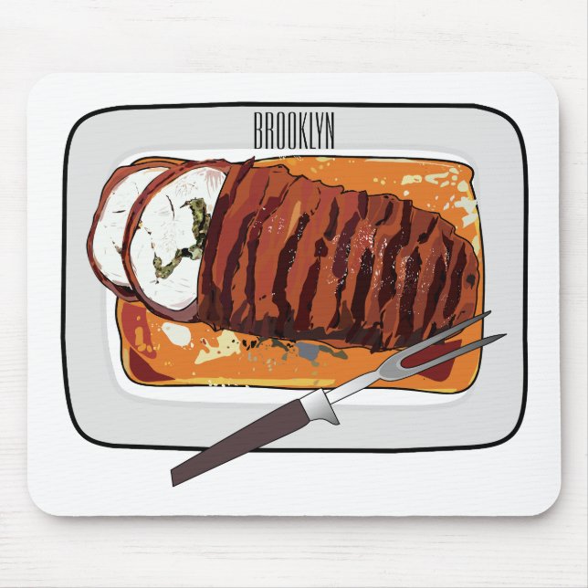 Roast turkey breast cartoon illustration mouse mat (Front)