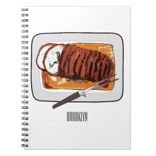 Roast turkey breast cartoon illustration notebook