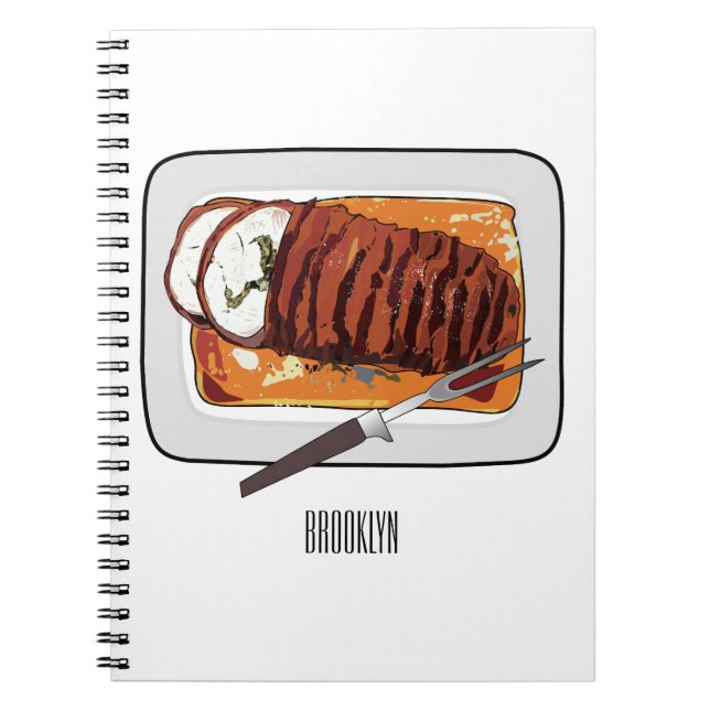 Roast turkey breast cartoon illustration notebook (Front)