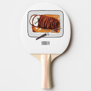 Roast turkey breast cartoon illustration ping pong paddle