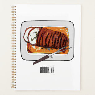 Roast turkey breast cartoon illustration  planner
