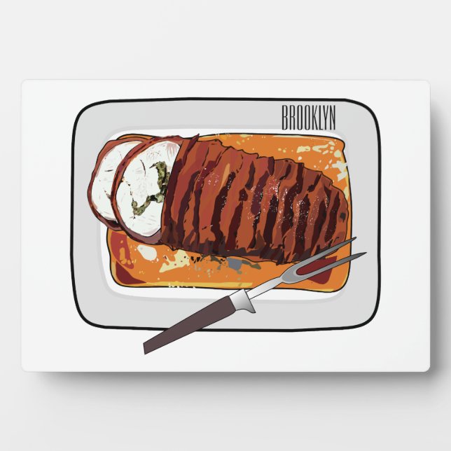 Roast turkey breast cartoon illustration plaque (Front)