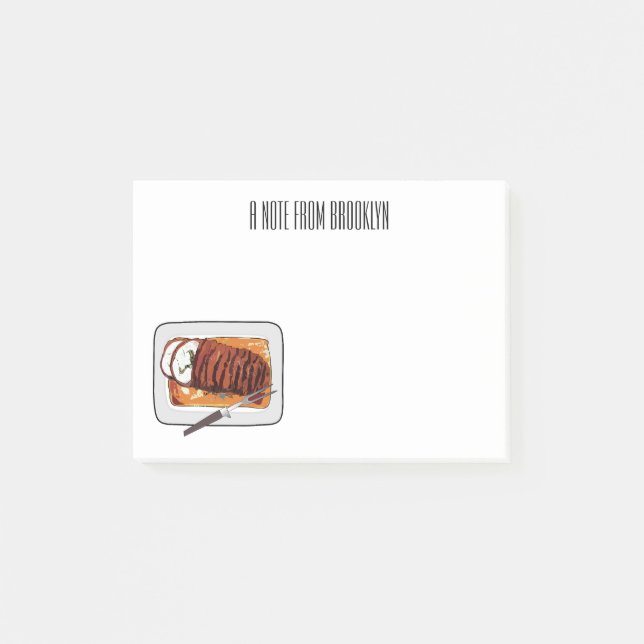 Roast turkey breast cartoon illustration  post-it notes (Front)