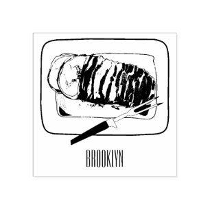 Roast turkey breast cartoon illustration rubber stamp