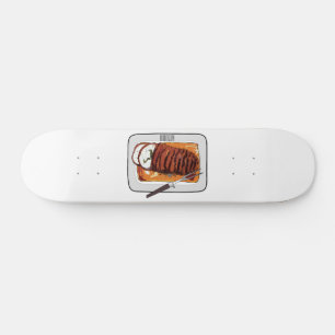 Roast turkey breast cartoon illustration skateboard