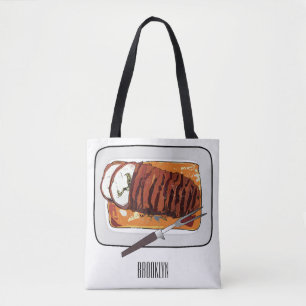 Roast turkey breast cartoon illustration tote bag