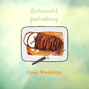 Roast turkey breast cartoon illustration window cling