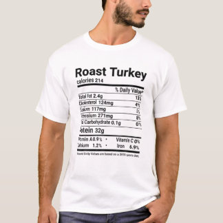 Roast Turkey Nutrition Facts Funny Thanksgiving Co T-Shirt
