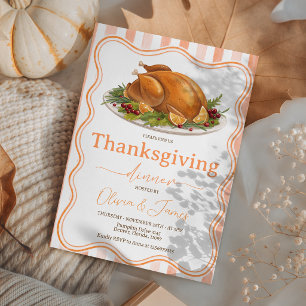 Roast Turkey Wavy Frame Thanksgiving Invite