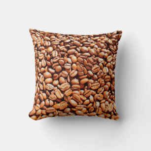 roasted aromatic coffee beans in sunlight, coffee cushion