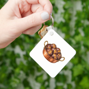 Roasted Chestnuts in a Copper Pan Key Ring