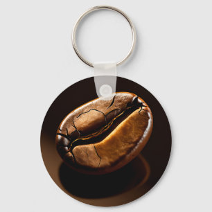 Roasted Coffee Bean Macro Closeup Key Ring