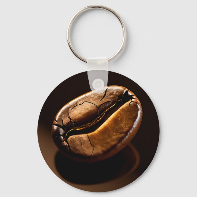 Roasted Coffee Bean Macro Closeup Key Ring (Front)