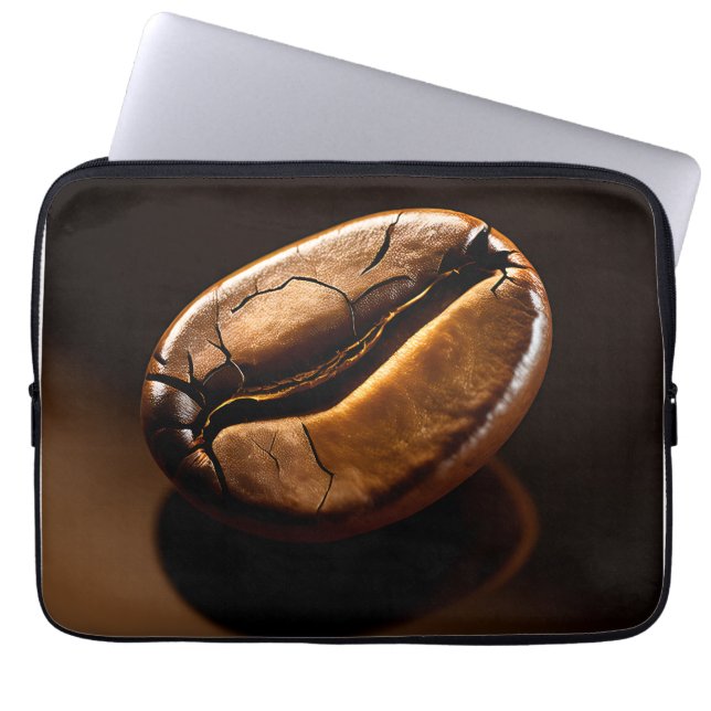 Roasted Coffee Bean Macro Closeup Laptop Sleeve (Front)